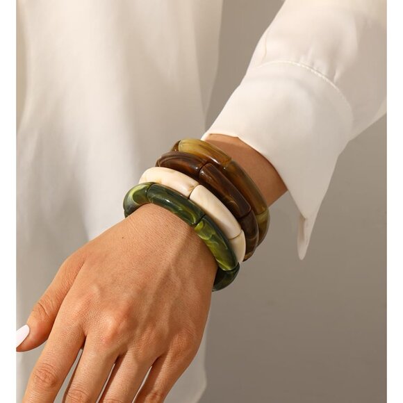 Chunky Acrylic Bangle Bracelets Women Stack Fashion Jewelry Non-Metal - Picture 4 of 9